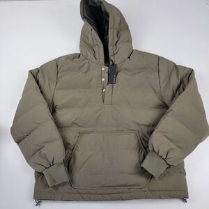 Richie LE Collection Nylon Olive Puffer Jacket Sz Medium NWT Hooded Button Snap